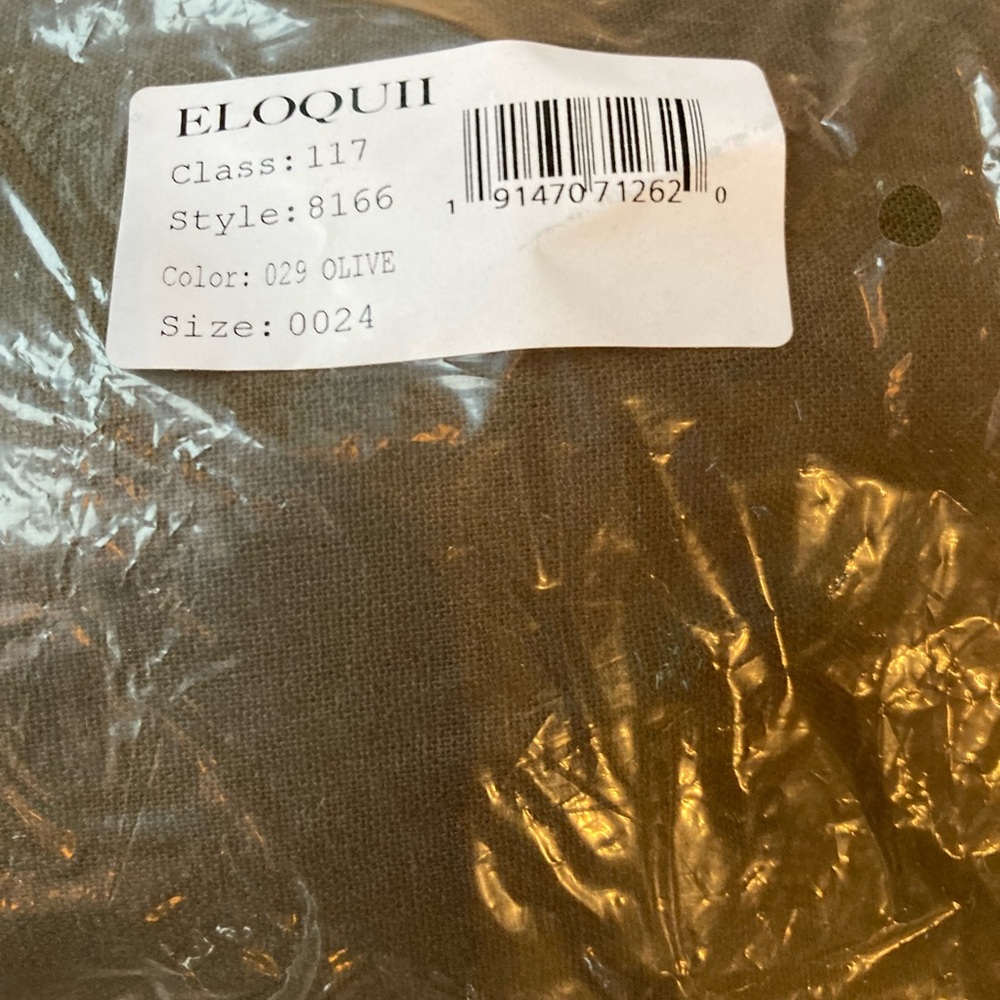 NWT Eloquii Olive Wide-Leg Paperbag Waist Trousers - Linen Blend - 24 - Picture 8 of 8